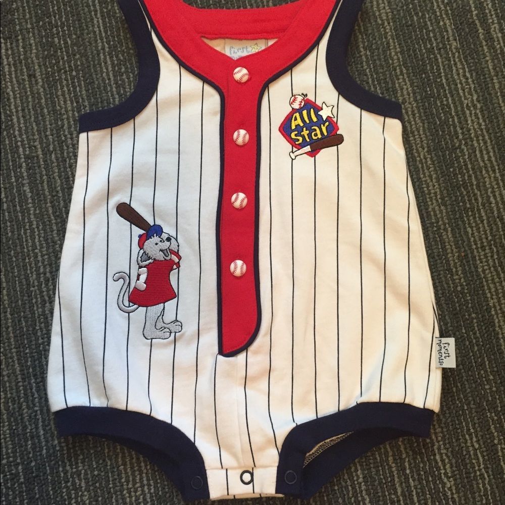 First Moments Baseball Onesie, 3/6M, NWOT